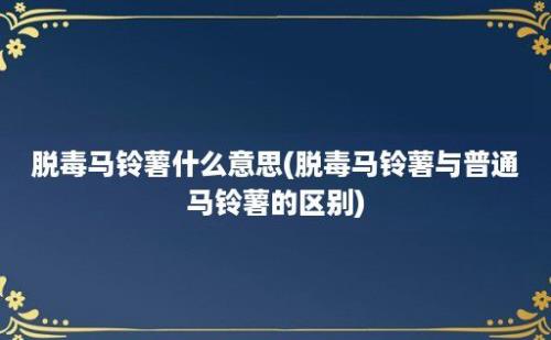 脱毒马铃薯什么意思(脱毒马铃薯与普通马铃薯的区别)