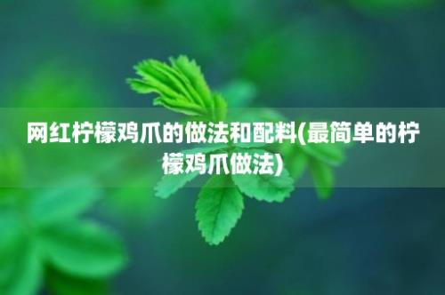 网红柠檬鸡爪的做法和配料(最简单的柠檬鸡爪做法)