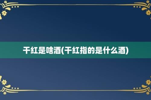 干红是啥酒(干红指的是什么酒)