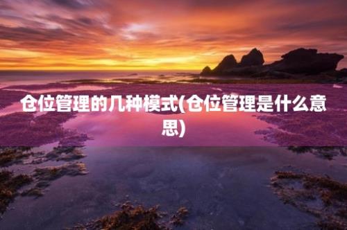 仓位管理的几种模式(仓位管理是什么意思)