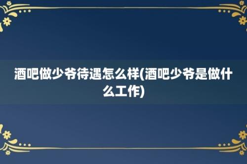 酒吧做少爷待遇怎么样(酒吧少爷是做什么工作)