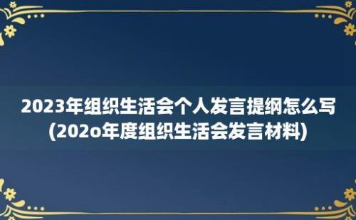 2023年组织生活会个人发言提纲怎么写(202o年度组织生活会发言材料)