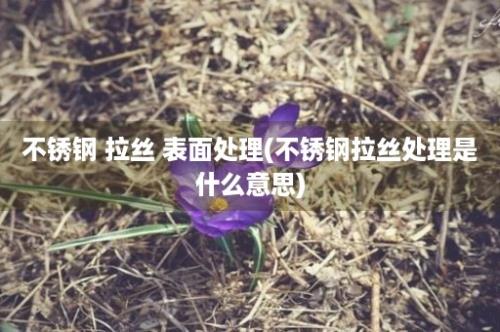 不锈钢 拉丝 表面处理(不锈钢拉丝处理是什么意思)