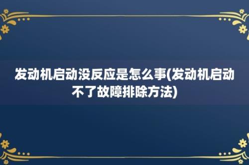 发动机启动没反应是怎么事(发动机启动不了故障排除方法)