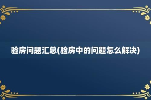 验房问题汇总(验房中的问题怎么解决)