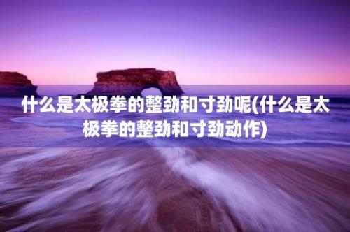 什么是太极拳的整劲和寸劲呢(什么是太极拳的整劲和寸劲动作)