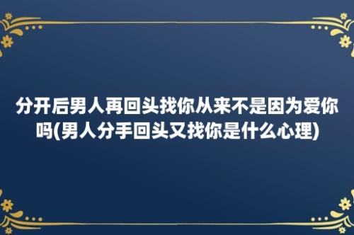 分开后男人再回头找你从来不是因为爱你吗(男人分手回头又找你是什么心理)