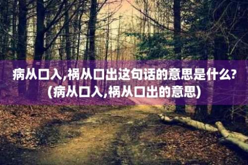 病从口入,祸从口出这句话的意思是什么?(病从口入,祸从口出的意思)