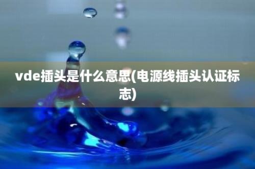 vde插头是什么意思(电源线插头认证标志)