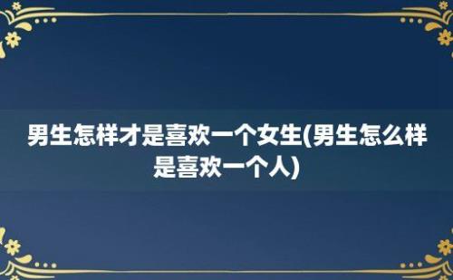 男生怎样才是喜欢一个女生(男生怎么样是喜欢一个人)