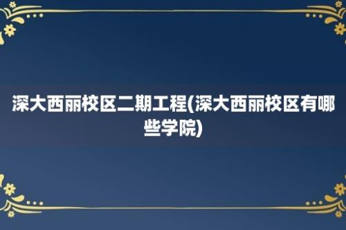 深大西丽校区二期工程(深大西丽校区有哪些学院)