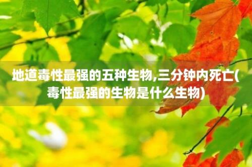 地道毒性最强的五种生物,三分钟内死亡(毒性最强的生物是什么生物)