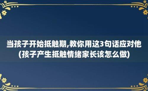 当孩子开始抵触期,教你用这3句话应对他(孩子产生抵触情绪家长该怎么做)