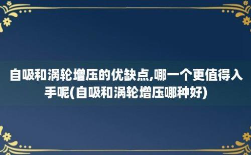 自吸和涡轮增压的优缺点,哪一个更值得入手呢(自吸和涡轮增压哪种好)