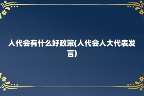 人代会有什么好政策(人代会人大代表发言)