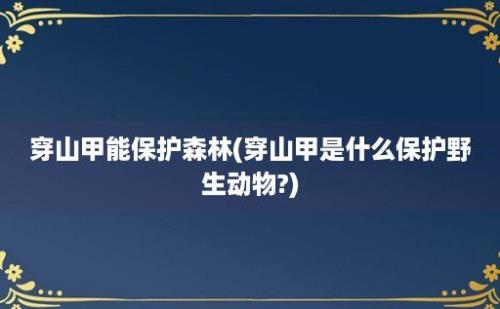 穿山甲能保护森林(穿山甲是什么保护野生动物?)