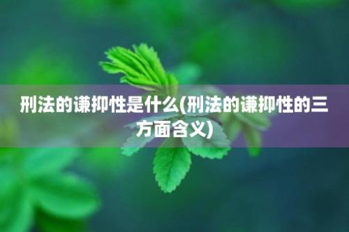 刑法的谦抑性是什么(刑法的谦抑性的三方面含义)