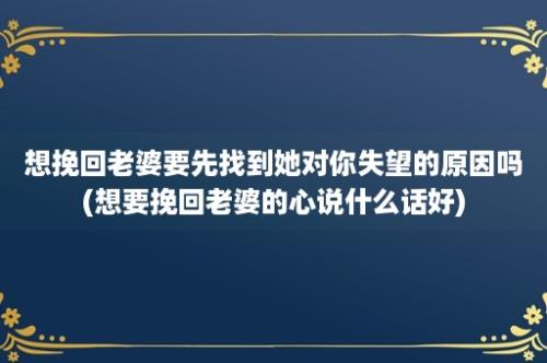 想挽回老婆要先找到她对你失望的原因吗(想要挽回老婆的心说什么话好)