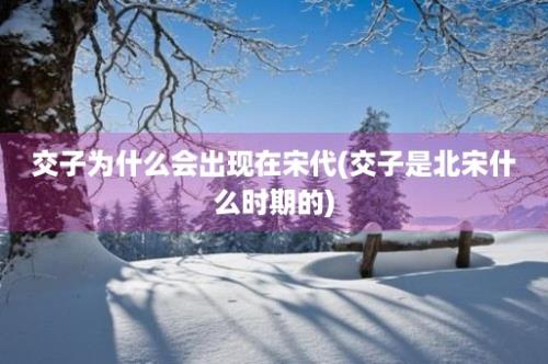 交子为什么会出现在宋代(交子是北宋什么时期的)