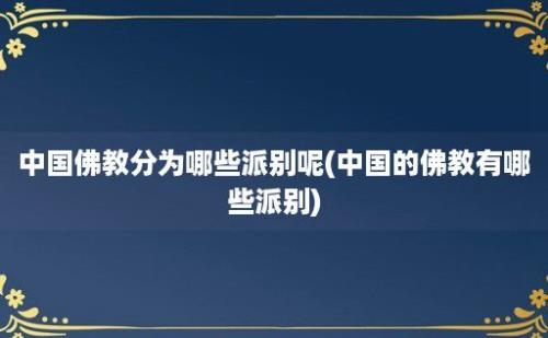 中国佛教分为哪些派别呢(中国的佛教有哪些派别)