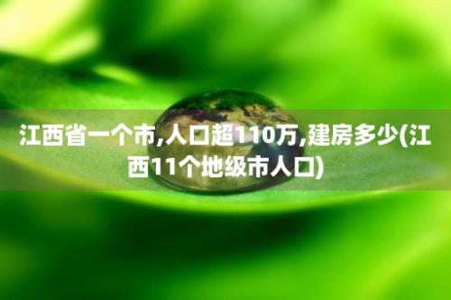 江西省一个市,人口超110万,建房多少(江西11个地级市人口)