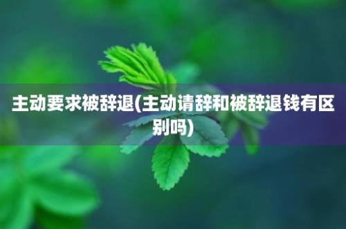 主动要求被辞退(主动请辞和被辞退钱有区别吗)