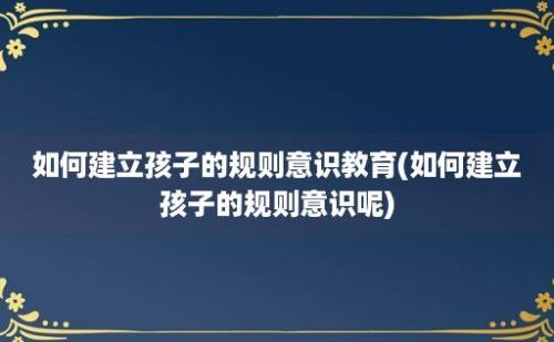 如何建立孩子的规则意识教育(如何建立孩子的规则意识呢)