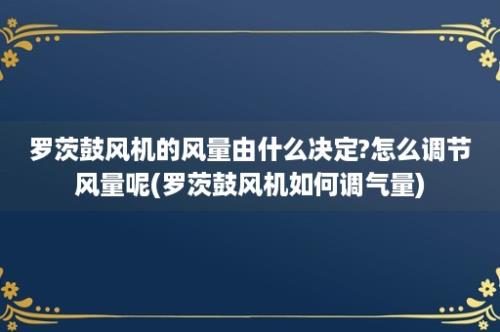 罗茨鼓风机的风量由什么决定?怎么调节风量呢(罗茨鼓风机如何调气量)