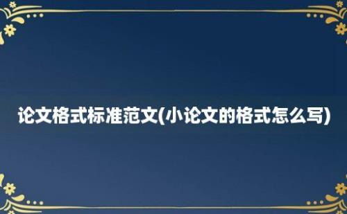 论文格式标准范文(小论文的格式怎么写)