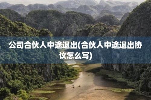 公司合伙人中途退出(合伙人中途退出协议怎么写)