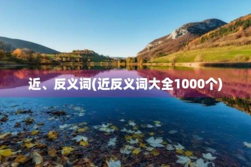 近、反义词(近反义词大全1000个)