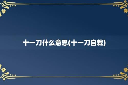 十一刀什么意思(十一刀自裁)