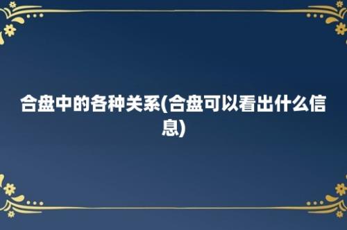 合盘中的各种关系(合盘可以看出什么信息)