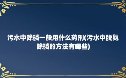 污水中除磷一般用什么药剂(污水中脱氮除磷的方法有哪些)