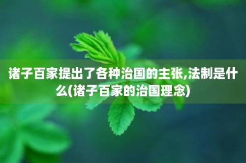 诸子百家提出了各种治国的主张,法制是什么(诸子百家的治国理念)