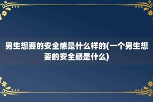 男生想要的安全感是什么样的(一个男生想要的安全感是什么)