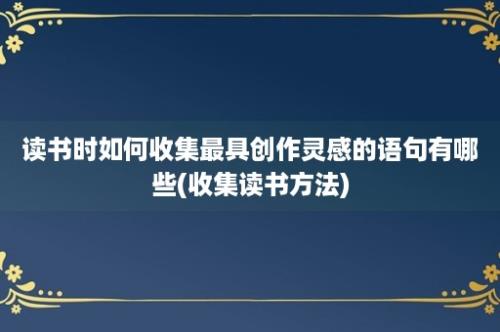 读书时如何收集最具创作灵感的语句有哪些(收集读书方法)