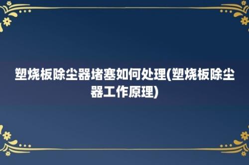 塑烧板除尘器堵塞如何处理(塑烧板除尘器工作原理)