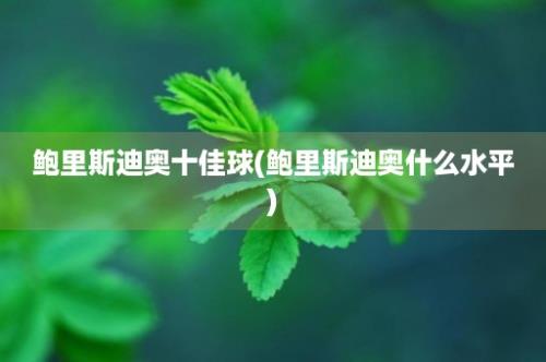 鲍里斯迪奥十佳球(鲍里斯迪奥什么水平)