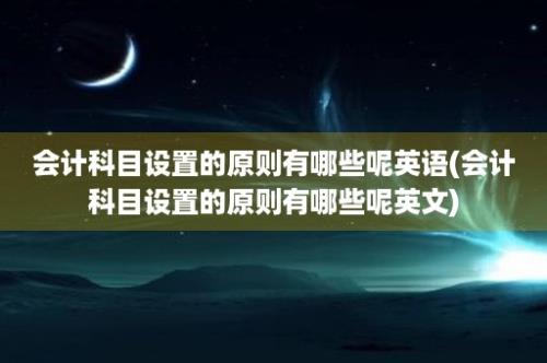 会计科目设置的原则有哪些呢英语(会计科目设置的原则有哪些呢英文)