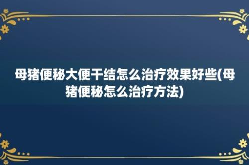 母猪便秘大便干结怎么治疗效果好些(母猪便秘怎么治疗方法)