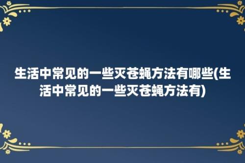 生活中常见的一些灭苍蝇方法有哪些(生活中常见的一些灭苍蝇方法有)