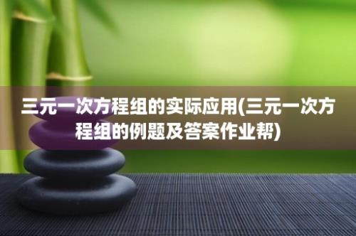 三元一次方程组的实际应用(三元一次方程组的例题及答案作业帮)