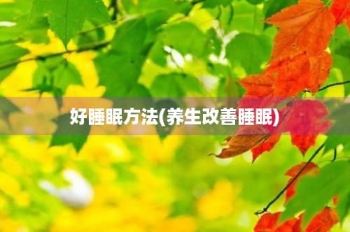 好睡眠方法(养生改善睡眠)