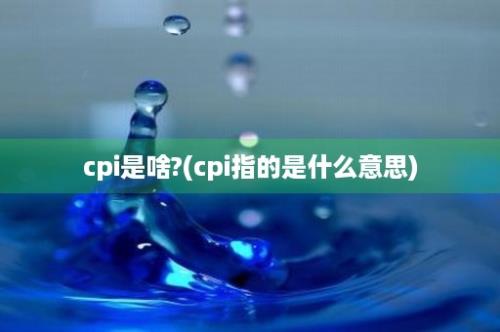 cpi是啥?(cpi指的是什么意思)