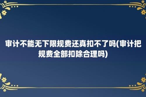 审计不能无下限规费还真扣不了吗(审计把规费全部扣除合理吗)