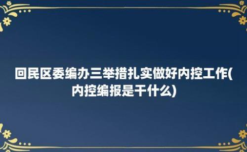 回民区委编办三举措扎实做好内控工作(内控编报是干什么)