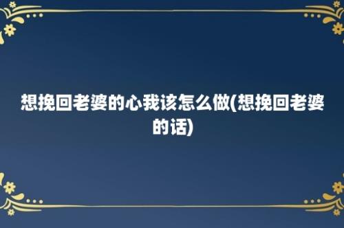 想挽回老婆的心我该怎么做(想挽回老婆的话)