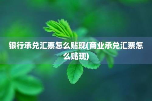 银行承兑汇票怎么贴现(商业承兑汇票怎么贴现)