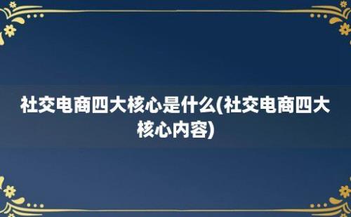 社交电商四大核心是什么(社交电商四大核心内容)